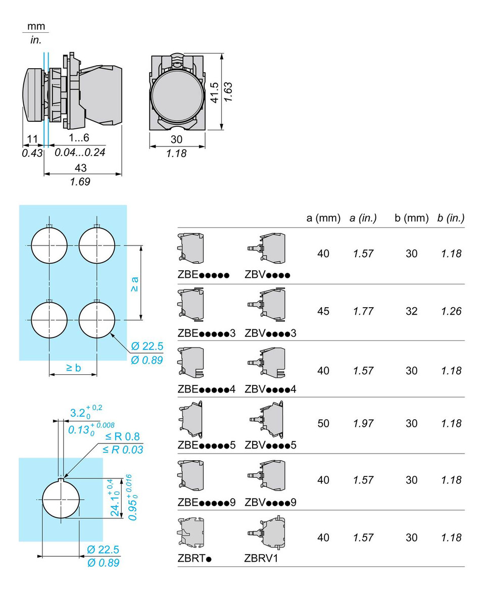 Leuchtmelder komplett 1f LED AC rnd hoch Ø22mm ws IP66