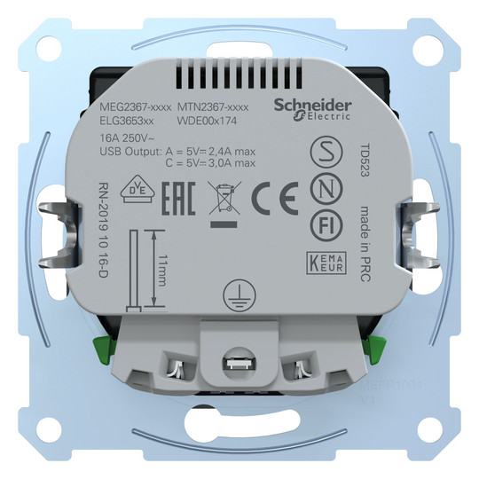 Steckdose 1f anth mt 1USB-A 1USB-C UP m.BS Mit erhöhtem Berührungsschutz IP20