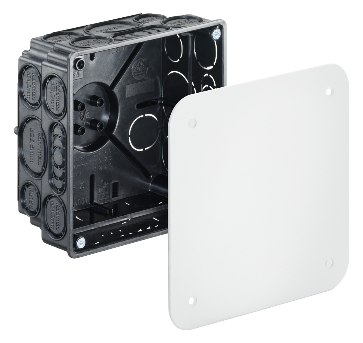 Verbindungsdose UP 107x107x57mm Kst IP2X quadrat