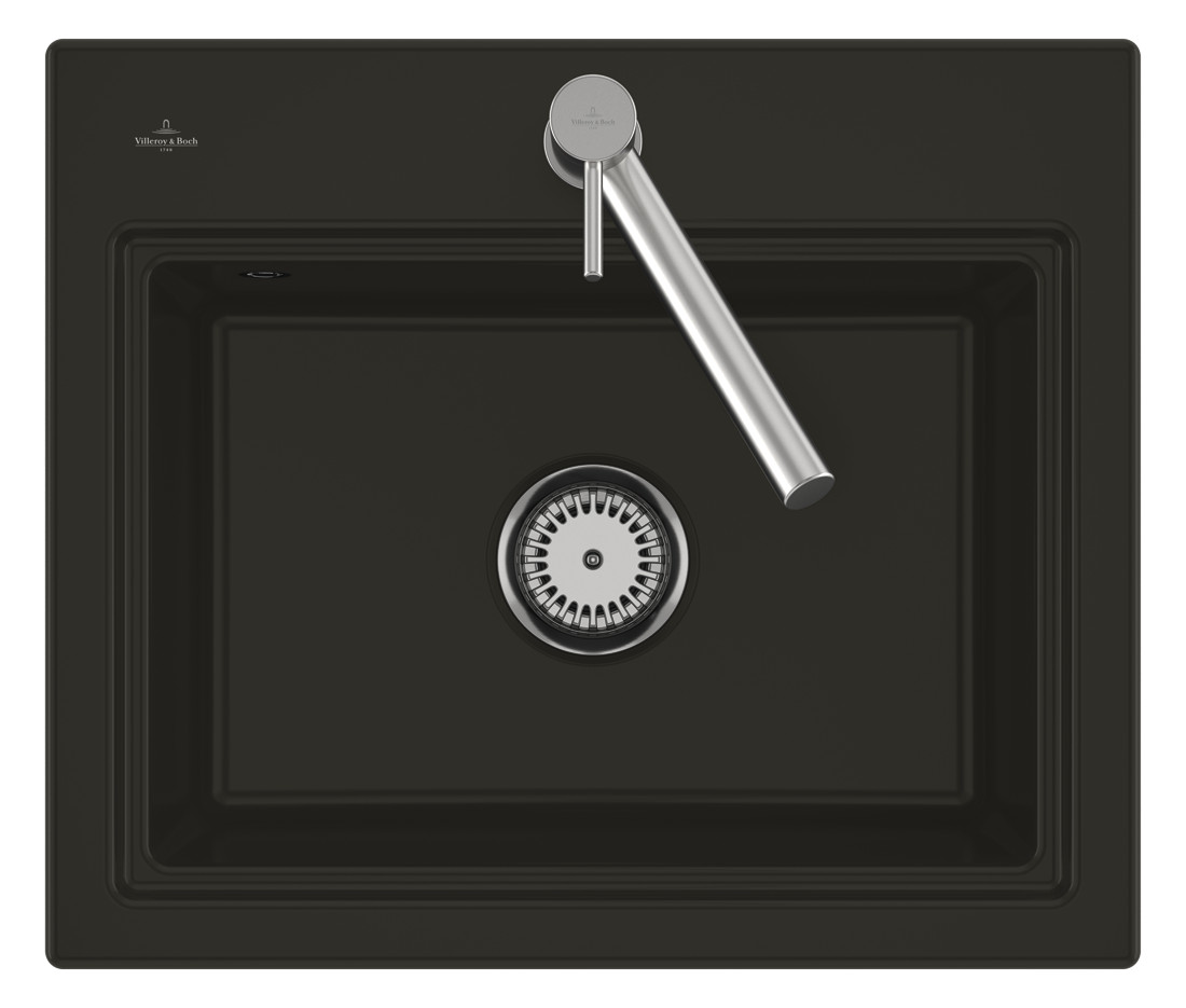 V&B Flächenbündige Spüle Subway Style 60 S Flat rechts, mit Ablaufgarnitur, Handbetätigung, stone white