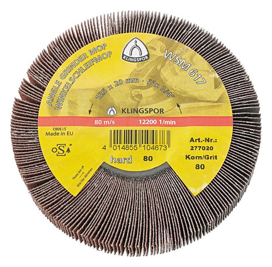 KLINGSPOR-Winkelschleifmop WSM617 - 125x20mm, K80