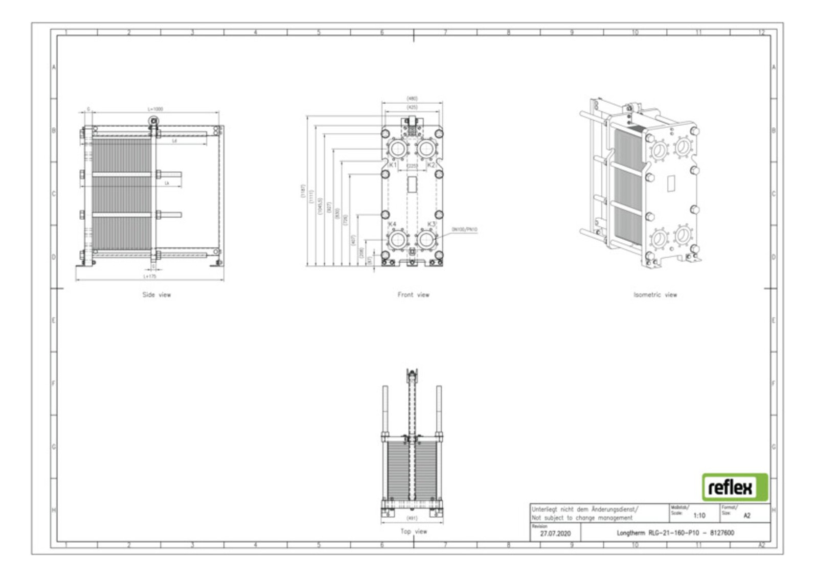 Reflex Wärmetauscher Longtherm RLG-21-160 Plattenzahl 160, geschraubt, Edelstahl