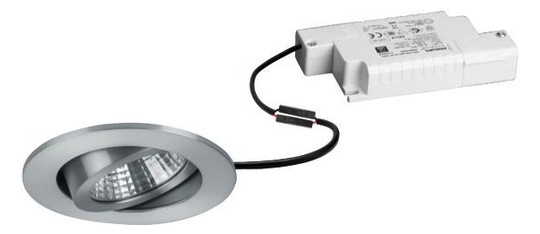 LED-Einbaustrahler 6W 3000K 730lm Konv alu mt 1LED IP65 RF:hochglänzend Steck