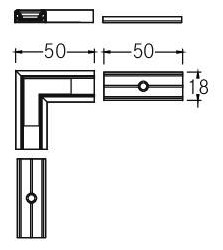 Kupplung/Verbinder ger ws Alu L50mm B50mm H18mm Kupplung/Verbinder ger ws Alu L50mm B50mm H18mm