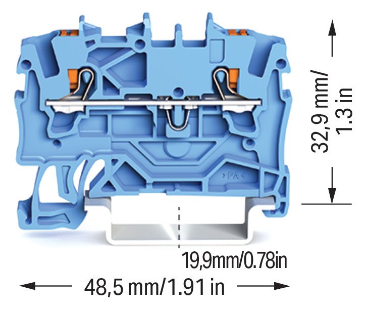 Reihenklemme 0,25-2,5qmm 1Etage 2kl bl 18A TS35 Hutschiene TH35
