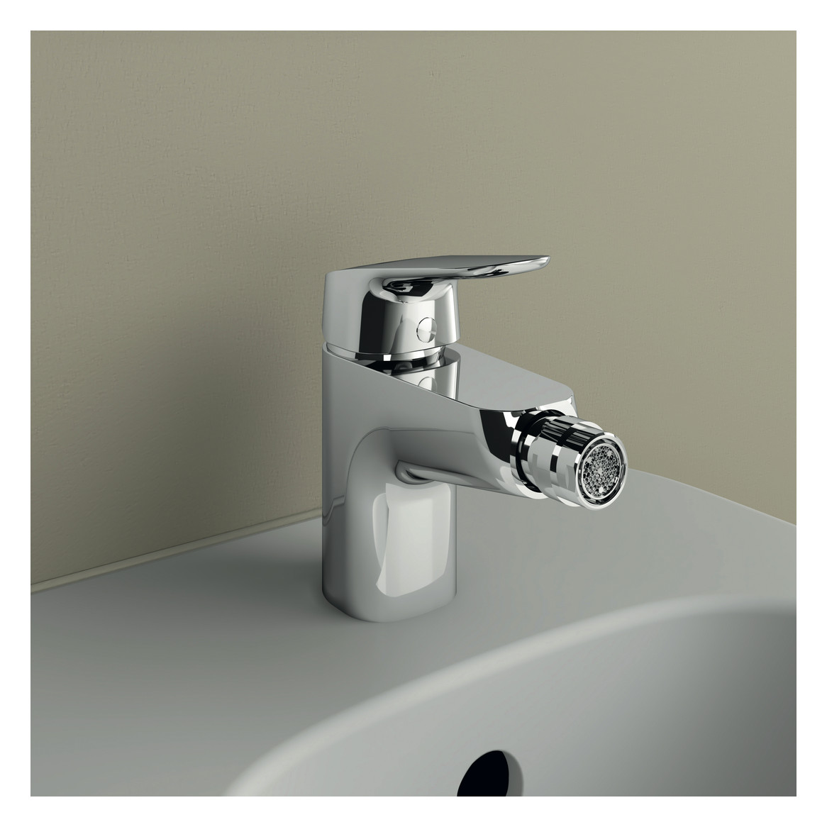 Ideal-Standard Bidet-Einhebelmischer CeraFlex mit Kunststoff-Ablaufgarnitur, Ausladung 114mm, chrom