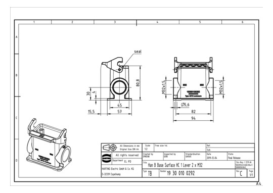 HART Sockelgehäuse 2xM32     19300100292 