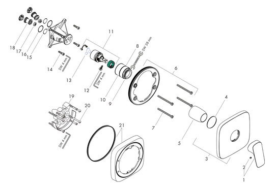 hansgrohe Fertigmontageset Logis UP-Brause-Einhebelmischer, 1 Verbraucher, chrom