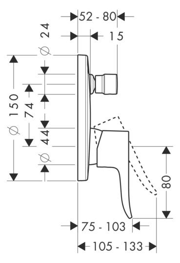 hansgrohe Fertigmontageset Metris UP-Wannen-Einhebelmischer, Rosette rund, chrom