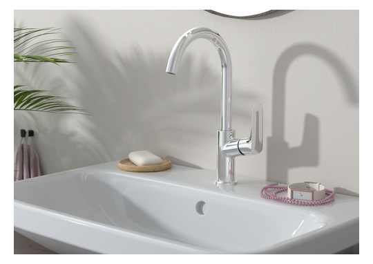 hansgrohe Waschtisch-Einhebelmischer 210 Logis mit Zugstangen-Ablaufgarnitur, mit Schwenkauslauf, chrom