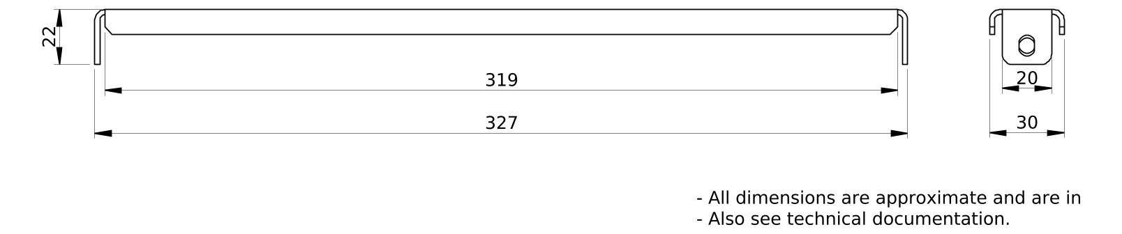 Kabelabfangschiene 30x400x10mm Metall
