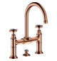 hansgrohe 2-Griff-Waschtisch-Brücken-Armatur 220 Axor Montreux Ausladung 175mm, mit Kreuzgriffe, Zugstangen-Ablaufgarnitur, polished red gold