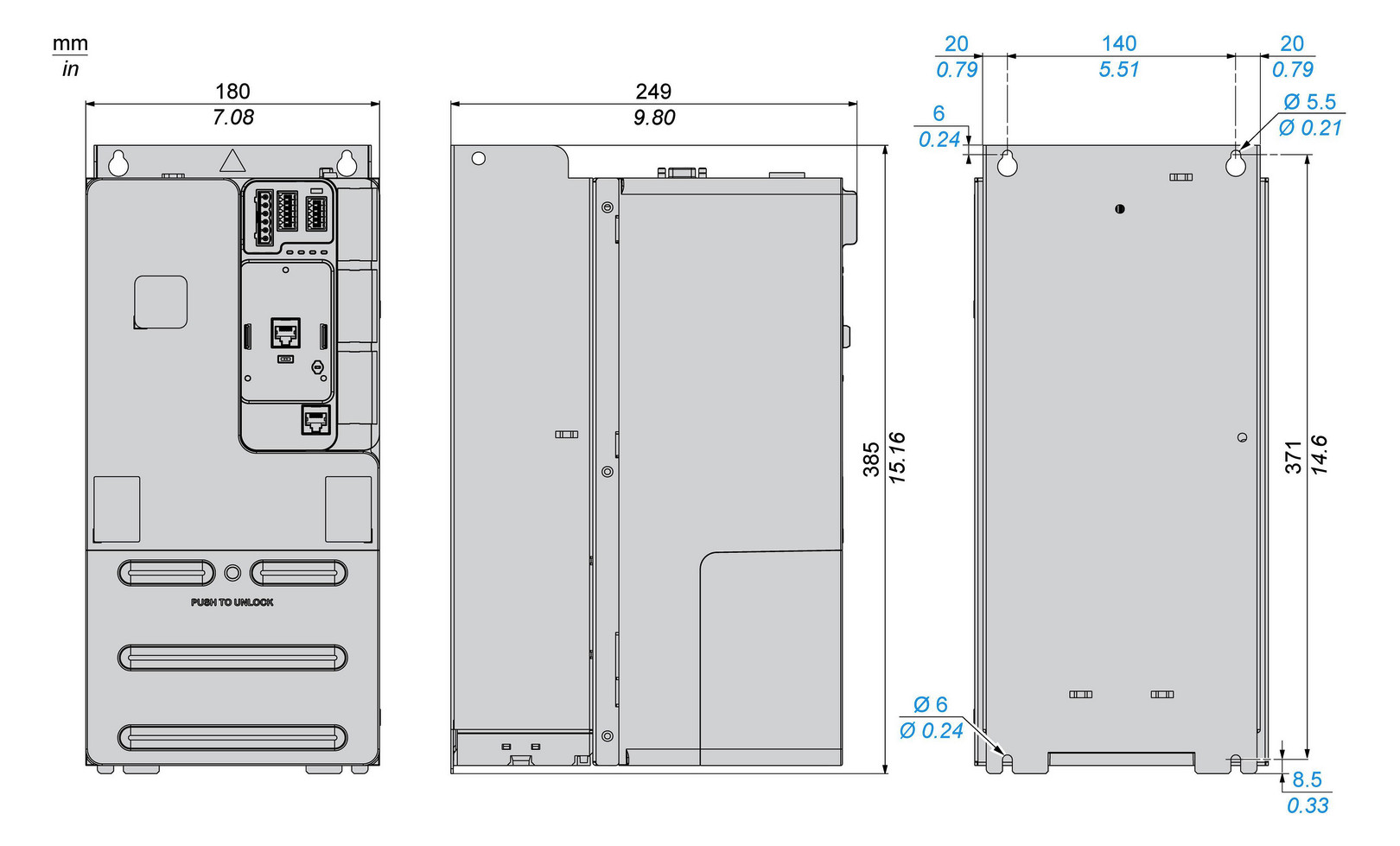 Frequenzumrichter ALTIVAR 380-480V E3ph A3ph 599Hz 50/60Hz IP20 5%F 10%V