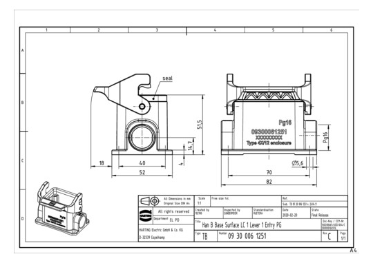 HART Steckdosengehäuse HAN6E 09300061251 
