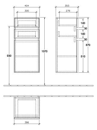 V&B Seitenschrank Legato 40x87x35cm, Anschlag links, Kansas Oak