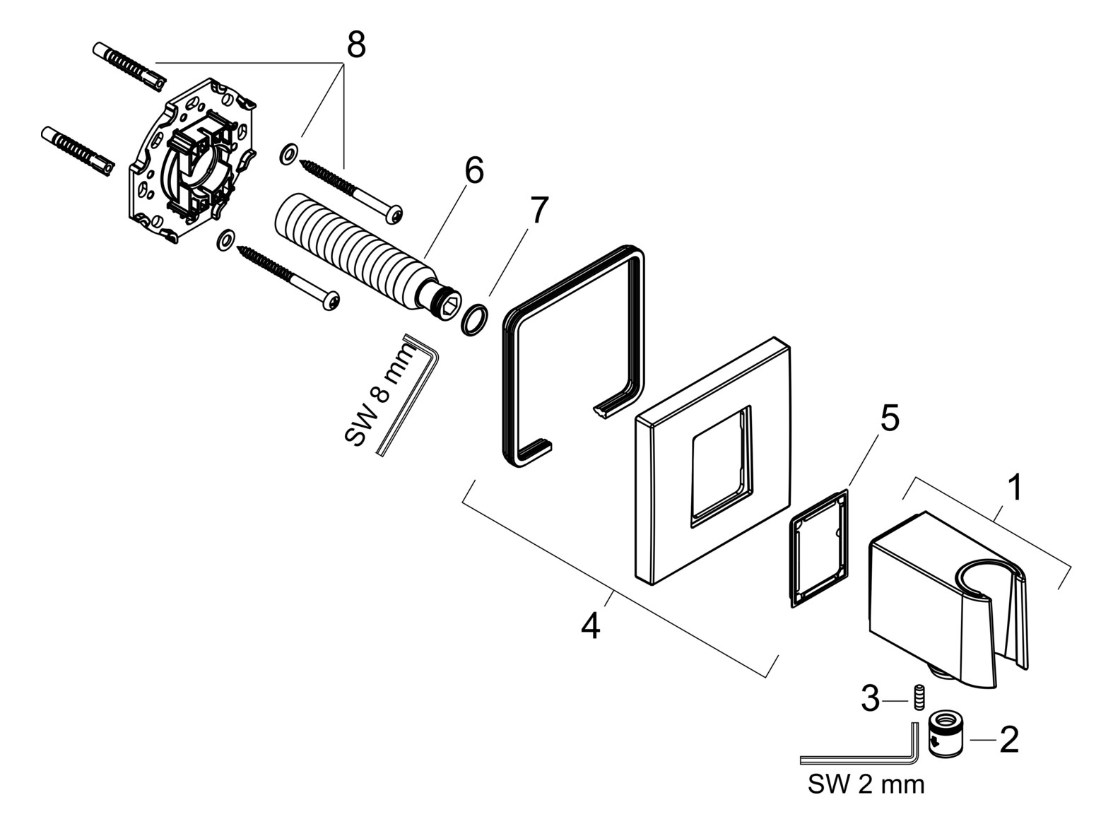 hansgrohe Wandanschluss Fixfit E eckig, mit Brausehalter, mattweiß