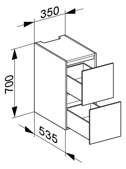 KEUCO Unterbauschrank Edition 11 Planning Strukturlack Trüffel, 35x70x53,5cm, 2 Frontauszüge, Innenbeleuchtung