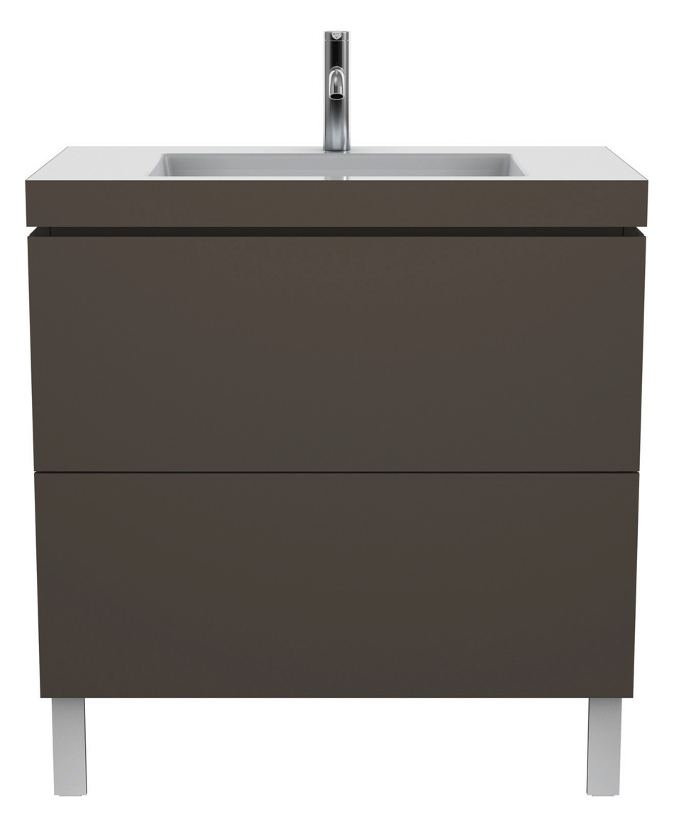 Duravit Waschtisch-Unterschrank c-bonded L-Cube 80 x 48 cm, 1 Hahnloch, flannel grey seidenmatt, 2 Auszüge, stehend