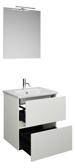 Burgbad Waschtisch-Kombination Rocio mit Spiegel, 60,5 x 200 x 46,5 cm, Weiß Matt