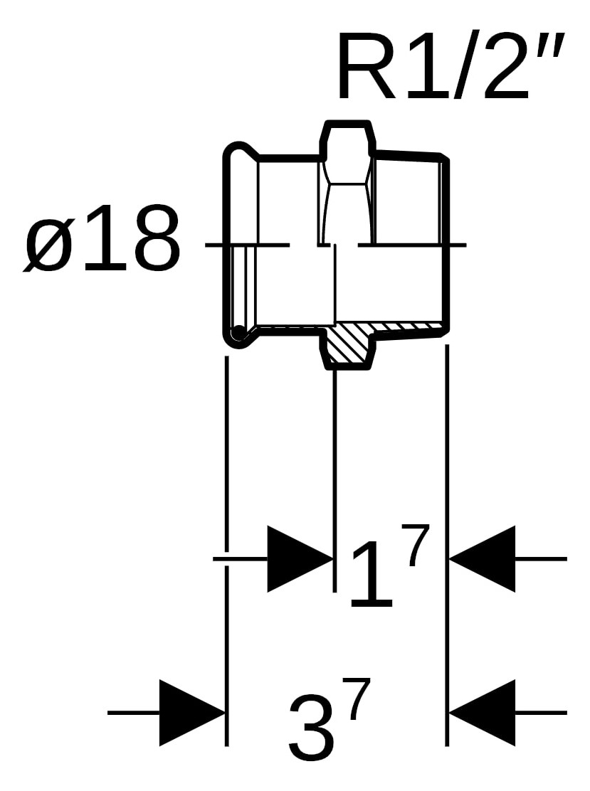 Geberit Gas-Übergang Mapress Ø 18 mm x R 1/2, Kupfer, mit Außengewinde, Rotguss