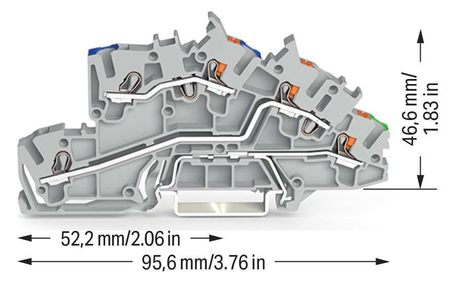 Installationsklemme 32A 0,25-4qmm 3pot gr APL_erf. Federzugans