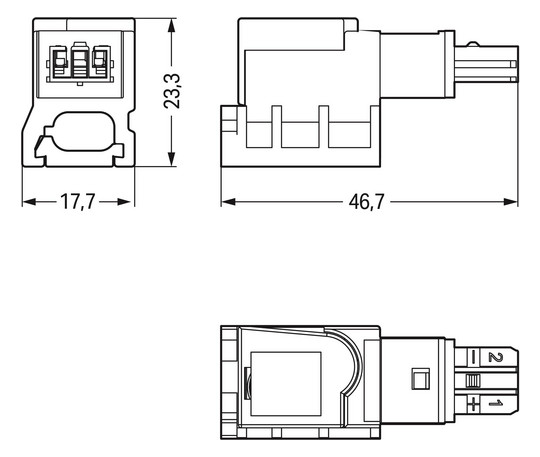 Flachleitungsadapter Serie 893 2p 50V 3A gr Abgriff Schraub