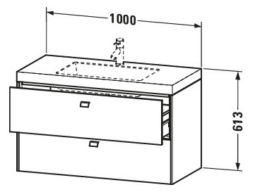 Duravit Waschtischunterschrankset Brioso 100 x 48 cm, chrom/Betongrau matt, ohne Hahnloch