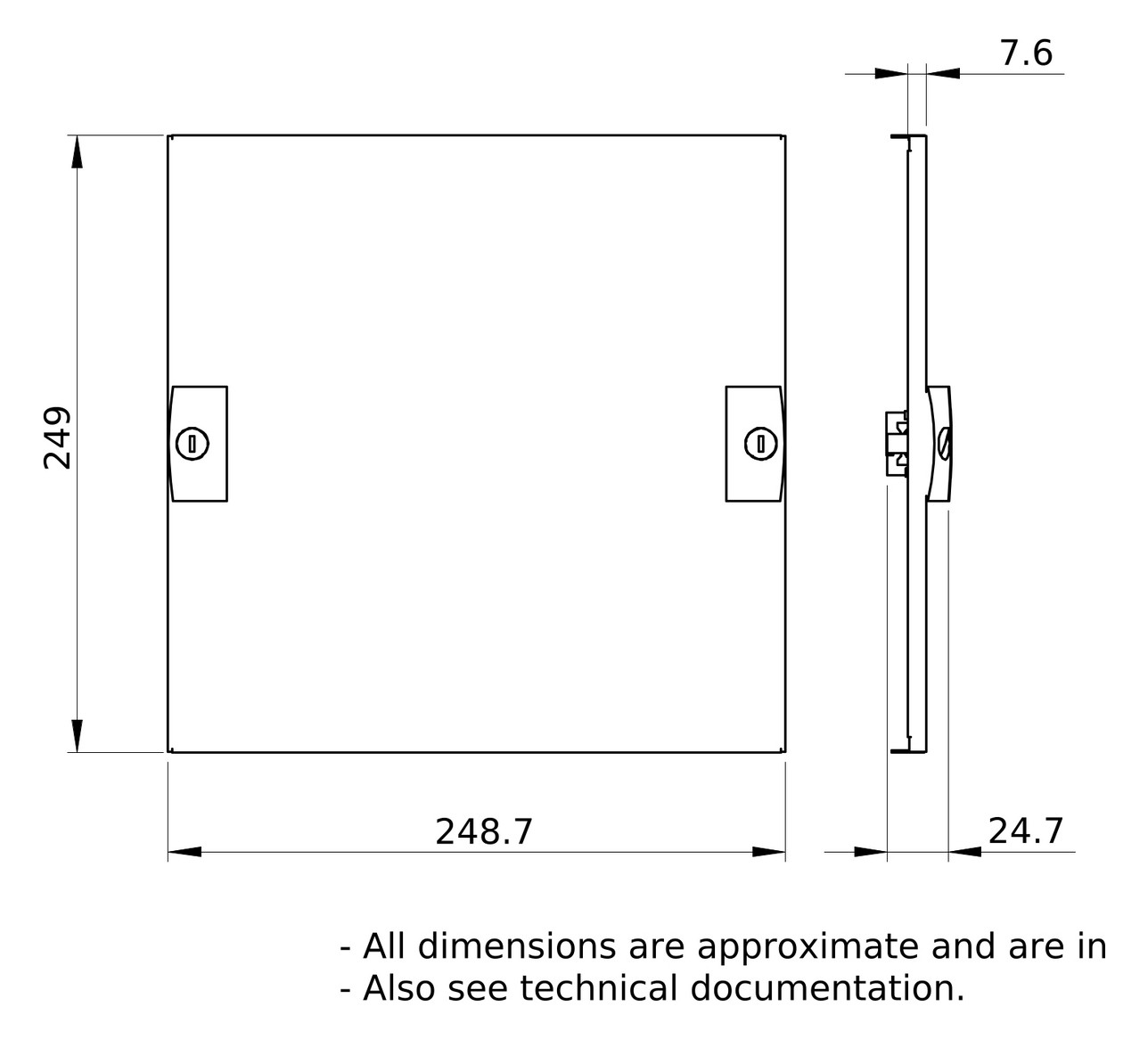 Schrank-Frontplatte 5HE B250xH250mm ST pulverbesch