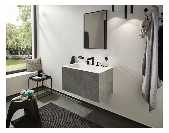 hansgrohe 3-Loch-Waschtisch-Armatur 110 Finoris mit Push-Open-Ablaufgarnitur, mattschwarz