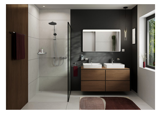 hansgrohe Duschrinne RainDrain Compact 800 mm, Komplettset, für flache Installation, Edelstahl gebürstet