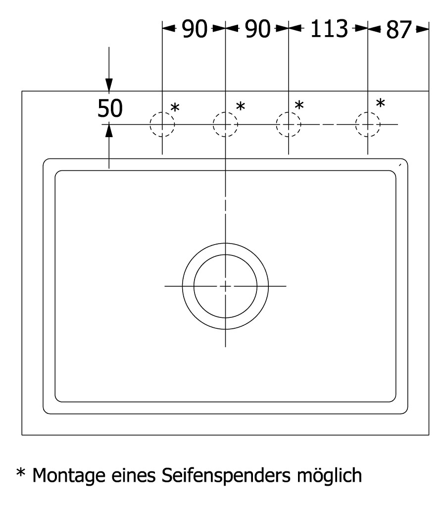 V&B Flächenbündige Spüle Subway Style 60 S Flat rechts, mit Ablaufgarnitur, Handbetätigung, stone white