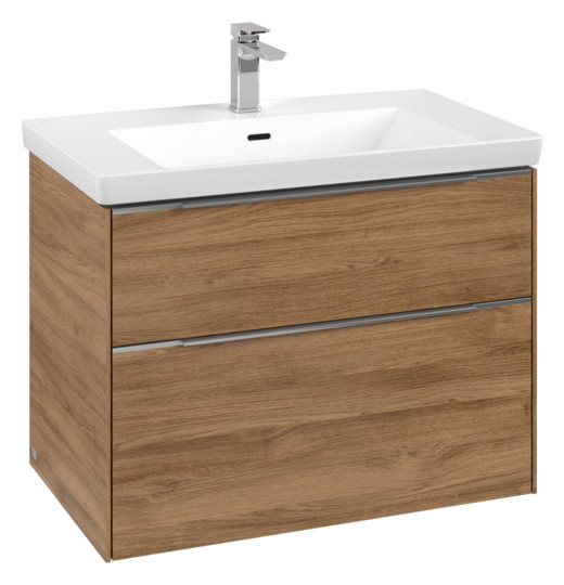 V&B Waschtisch-Unterschrank Subway 3.0 77,2x57,6x47,8cm, mit LED/Griff Aluminium glänzend, kansas oak