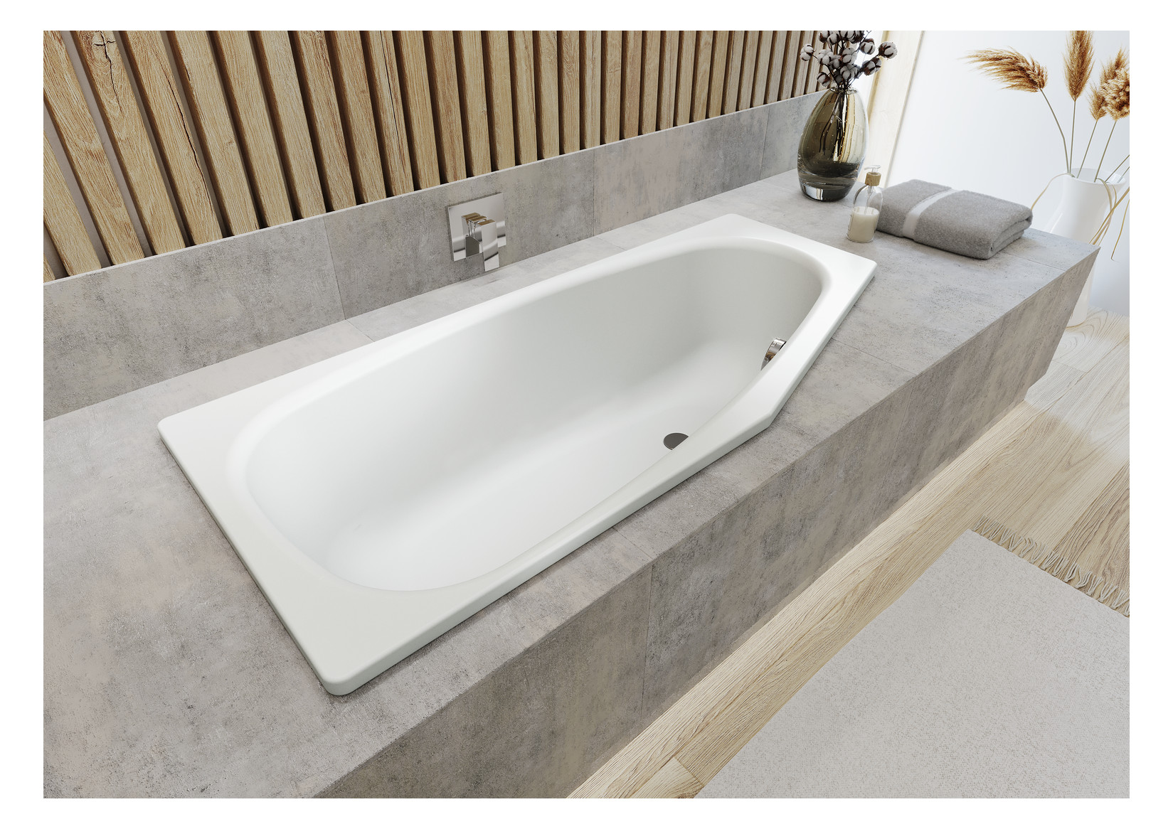 Kaldewei Badewanne MINI STAR rechts 835 157x70/47,5cm, Vollantislip Perl-Effekt, manhattan
