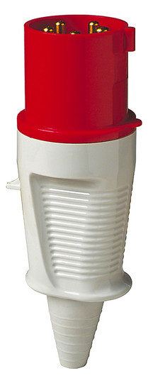 CEE-Stecker 5p 63A IP44 400V/rt 6h Schraubkl Kst Knickschutztülle