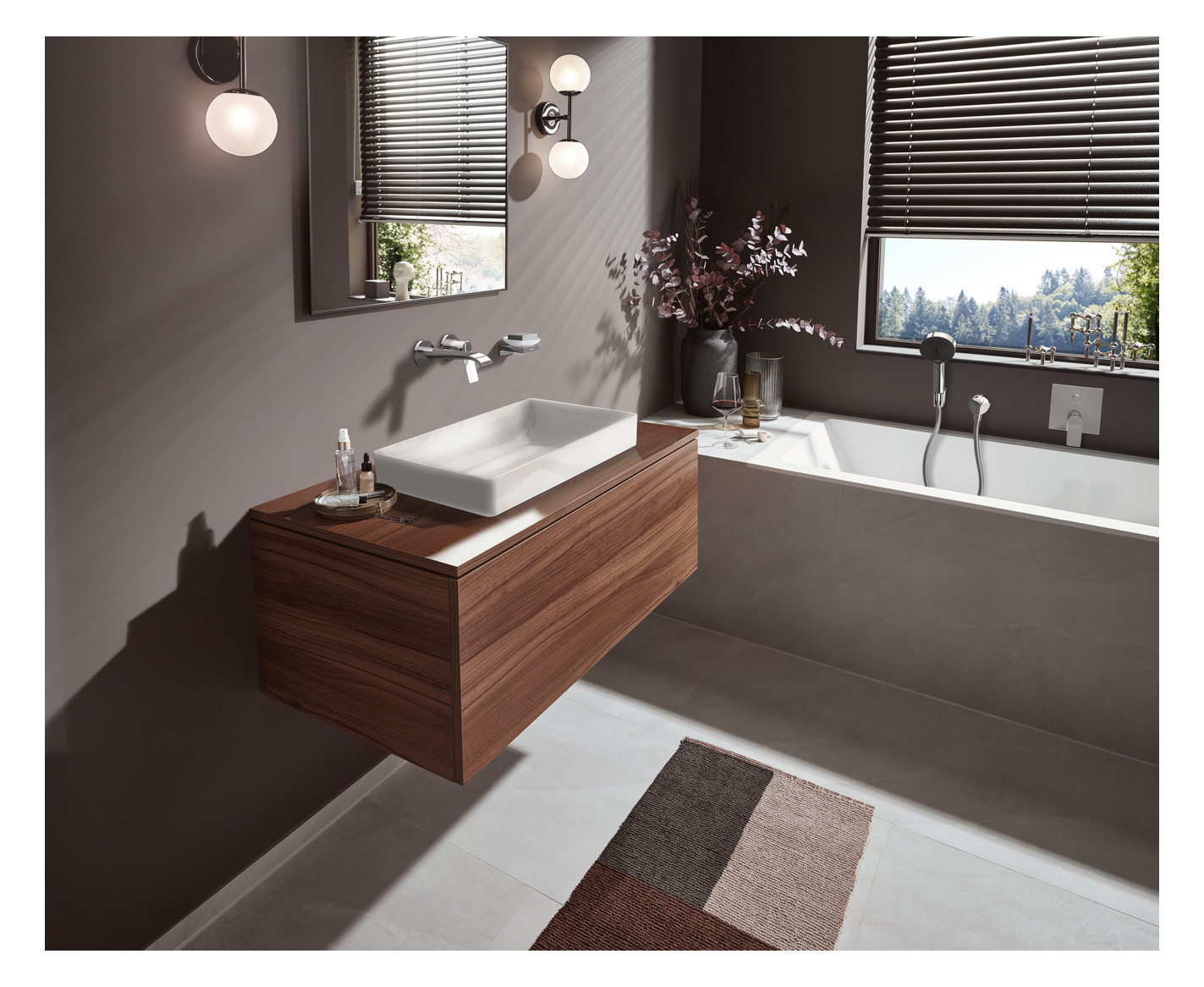 hansgrohe Fertigmontageset Vivenis UP-Waschtisch-Einhebelmischer, für Wandmontage, mit Auslauf 192mm, chrom