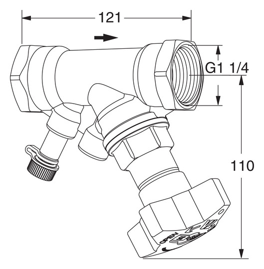 TA Absperrventil STS DN 32, kvs 18,3, PN 25, ohne Entleeradapter