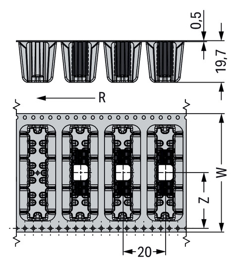 Printklemme 4f 1re sw RM=3,5 0,14-1,5qmm Federzug/THR 0,25-1,5qmm