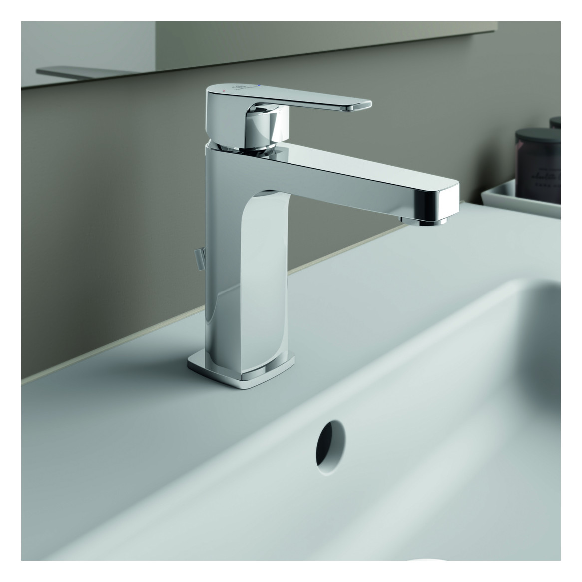 Ideal-Standard Waschtisch-Einhebelmischer Cerafine D Grande mit Metall-Ablaufgarnitur, chrom, Ausladung 120mm