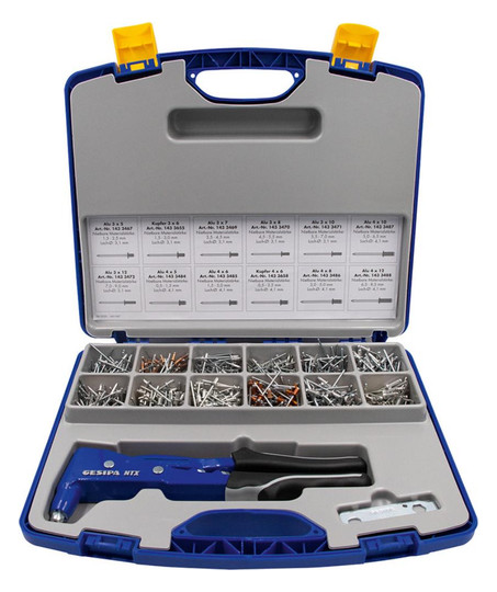 GESIPA-Nietbox mit 12 Sorten Niete und Zange NTX
