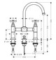 hansgrohe 2-Griff-Waschtisch-Brücken-Armatur 220 Axor Montreux Ausladung 175mm, mit Kreuzgriffe, Zugstangen-Ablaufgarnitur, polished red gold