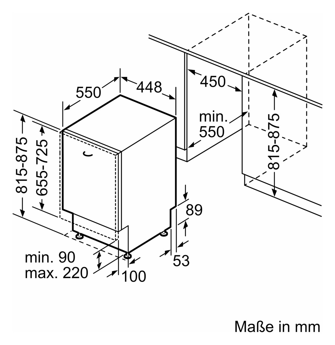 Geschirrspüler E vollint B448mm 5prog 46dB BestKorb 815mm/o.Pl 10Gedecke