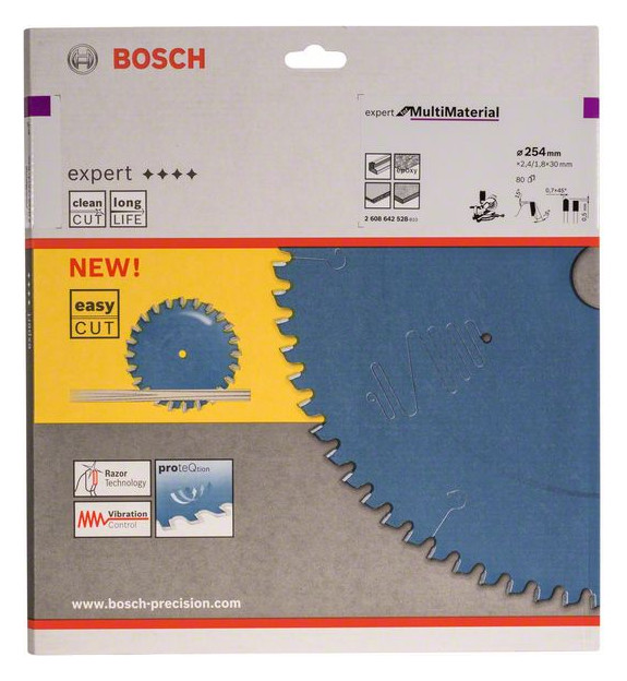Bild HM-Kreissägeblatt 254x2,4/1,8x30 80Z TCG Bo VE à 1 Stück Expert f Multi Material - BOSCH-1