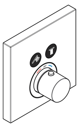 hansgrohe Fertigmontageset ShowerSelect UP-Thermostat, 2 Verbraucher, eckig, polished black chrome