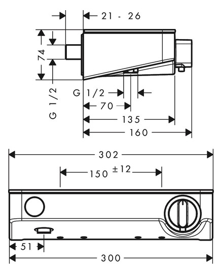 hansgrohe Brausethermostat ShowerTablet Select 300 300x160mm, AP, 1 Verbraucher, chrom