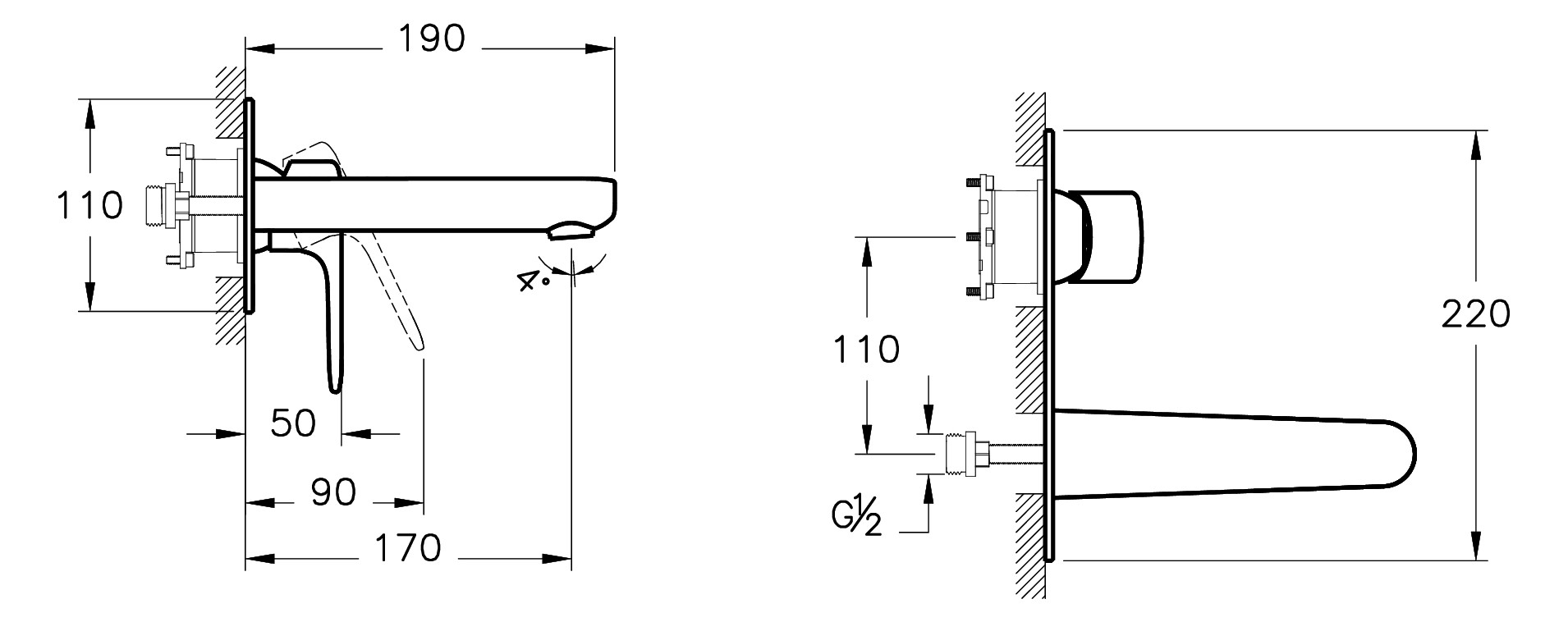 VitrA Bad Fertigmontageset Root Round UP-Waschtisch-Einhebelmischer, Ausladung 170mm, 1 Griff, Chrom