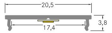Anbauprofil sw Alu 2000x20,5x3,8mm