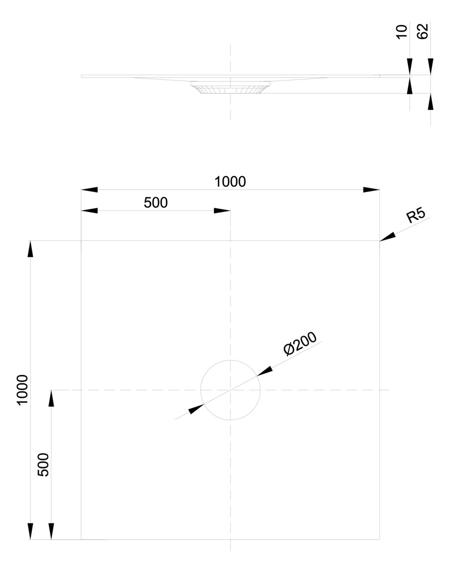 Bette Duschfliese Antirutsch Pro BetteAir 1000 x 1000 mm, smoke, Rechteck, glasierter Titan-Stahl