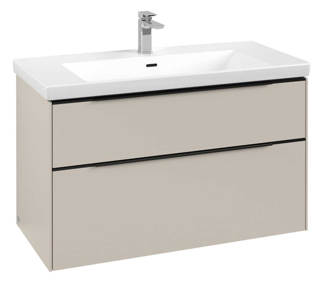V&B Waschtisch-Unterschrank Subway 3.0 97,3x57,6x47,8cm, mit LED/Griff Volcano black, cashmere grey