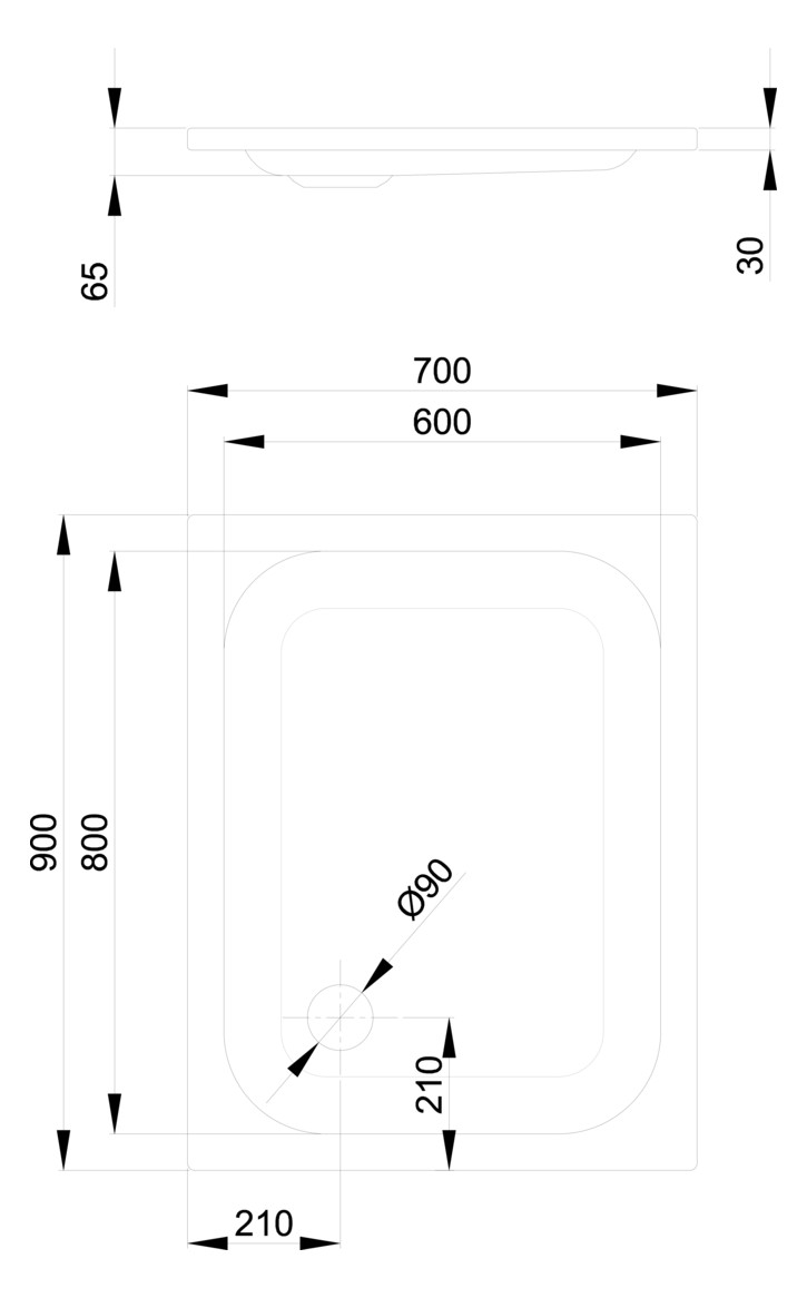 Duschwanne BetteSupra 5710 90x70x6,5cm, starwhite
