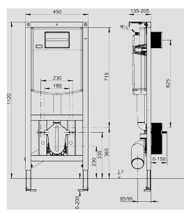 Sanit WC-Montageelement INEO PLUS 450S 1120/450 mm, mit Fresh Box Wandhalter